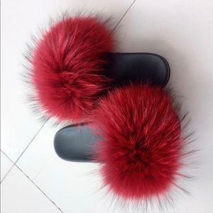 Real Fox Fur Slippers